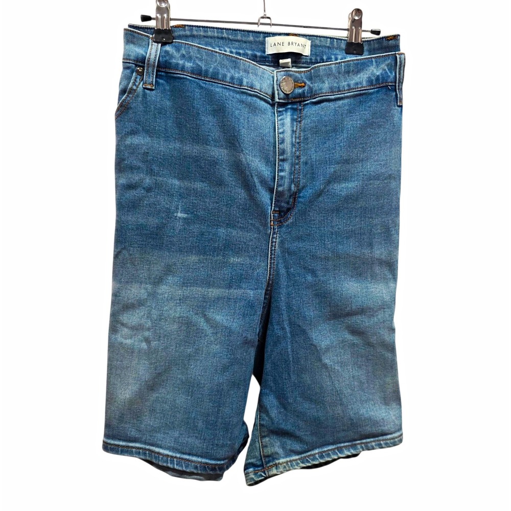 Lane Bryant Denim Bermuda Shorts Womens 24 Plus Size Blue Jean Long Stretch
